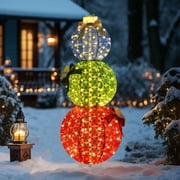 VEIKOUS 5ft Christmas Pre-lit Pop-up Stacked Ornaments Indoor \u0026 Outdoor Decoration, Multi-color